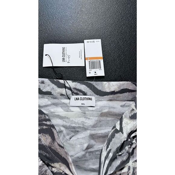 LNA WOMENS RUCHED RIBBED MINI SKIRT GREY ZEBRA PRINT SIZE S NEW P1-45 - Picture 8 of 11
